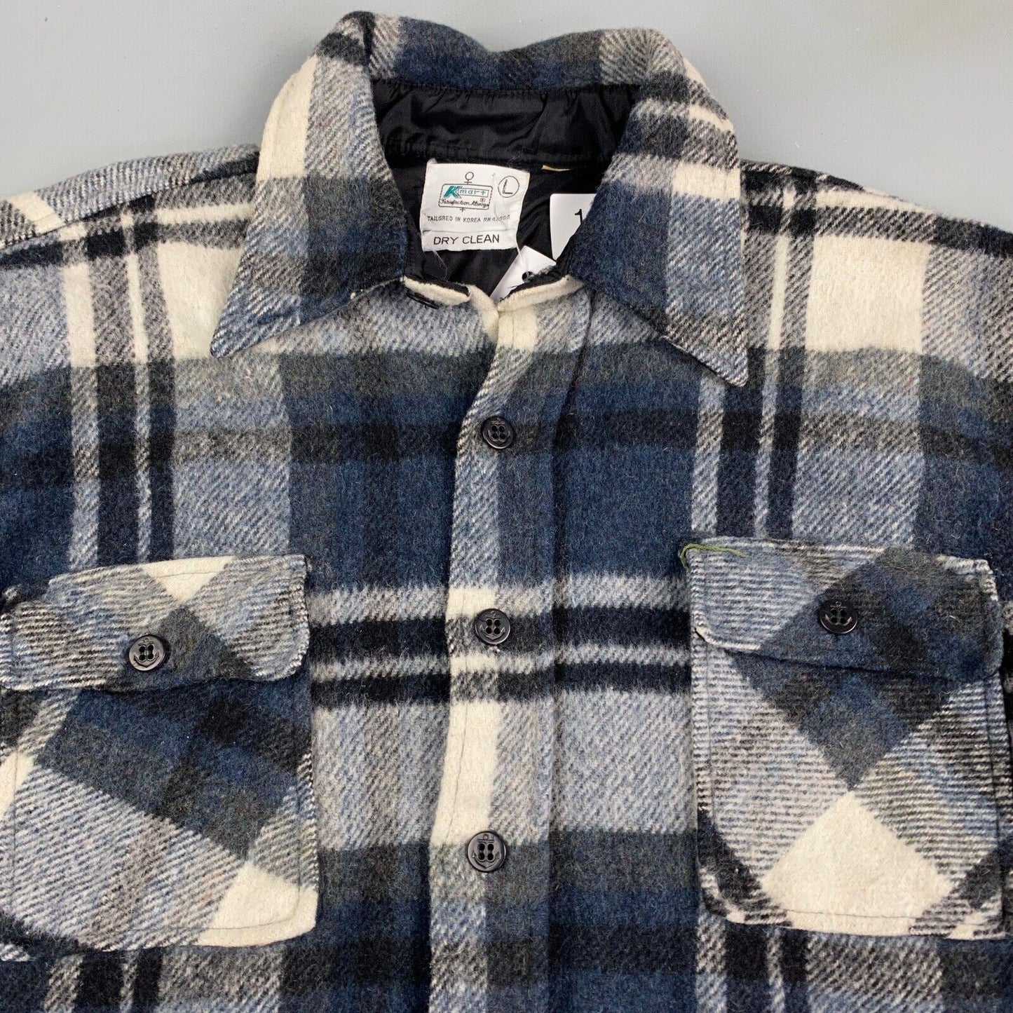 VINTAGE 90s K-Mart Plaid Flannel Lined Button Up Shirt sz Large Adult